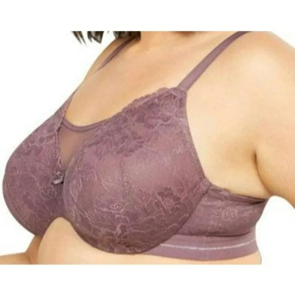 Lane Bryant Cacique Bra Modern Lace Lightly Lined Full Coverage Plum Purple